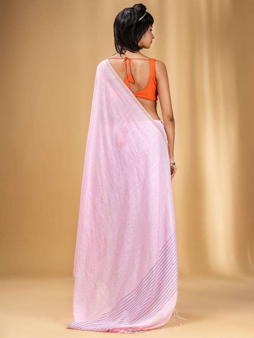 women solid handloom saree with blouse - 22043773 -  Standard Image - 1