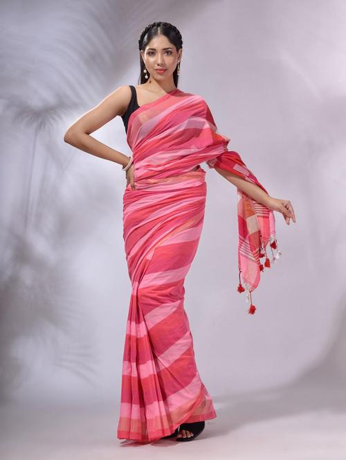 women striped handloom saree with blouse - 22043808 - Standard Image - 0