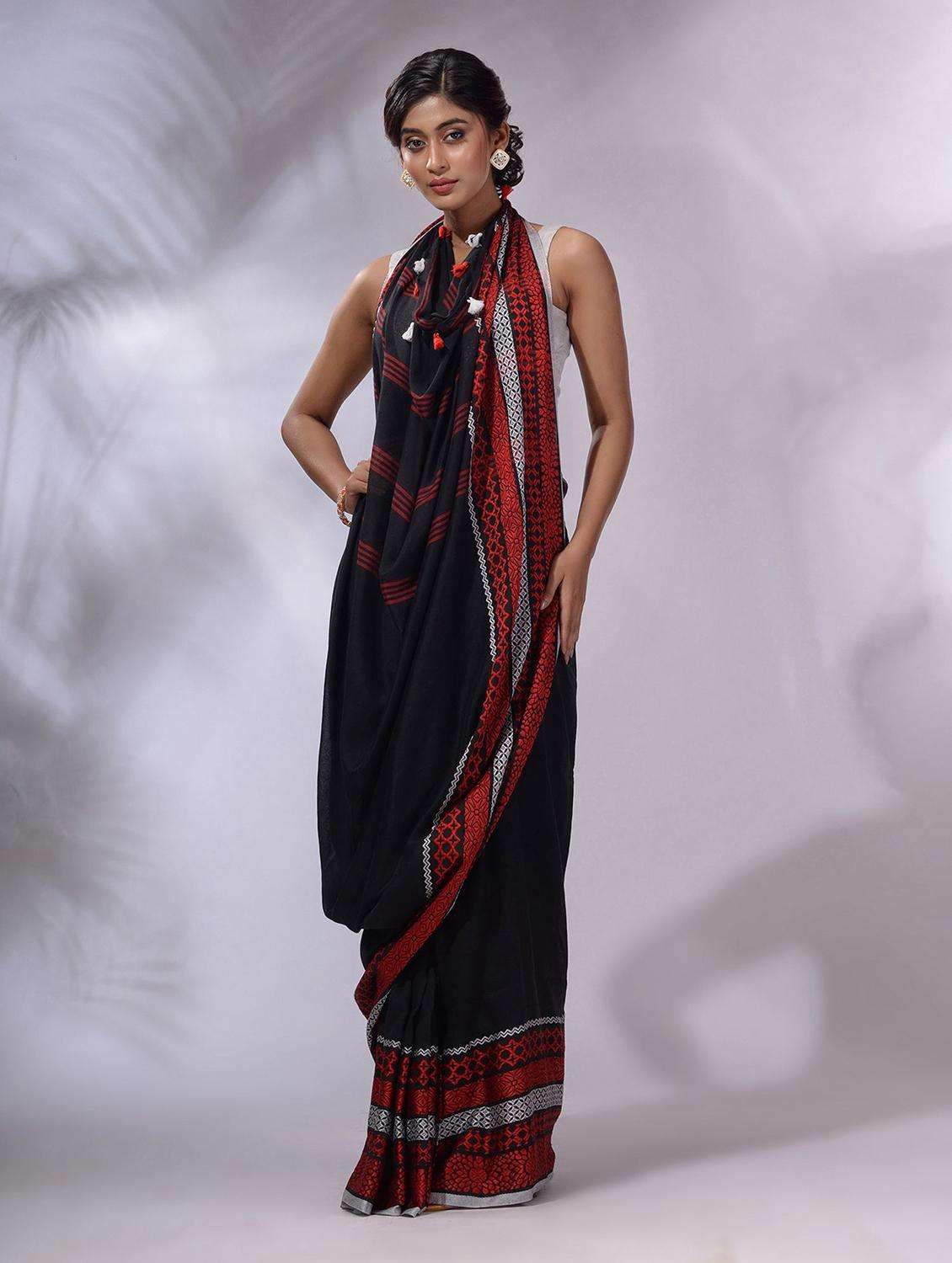 women black handloom saree with blouse