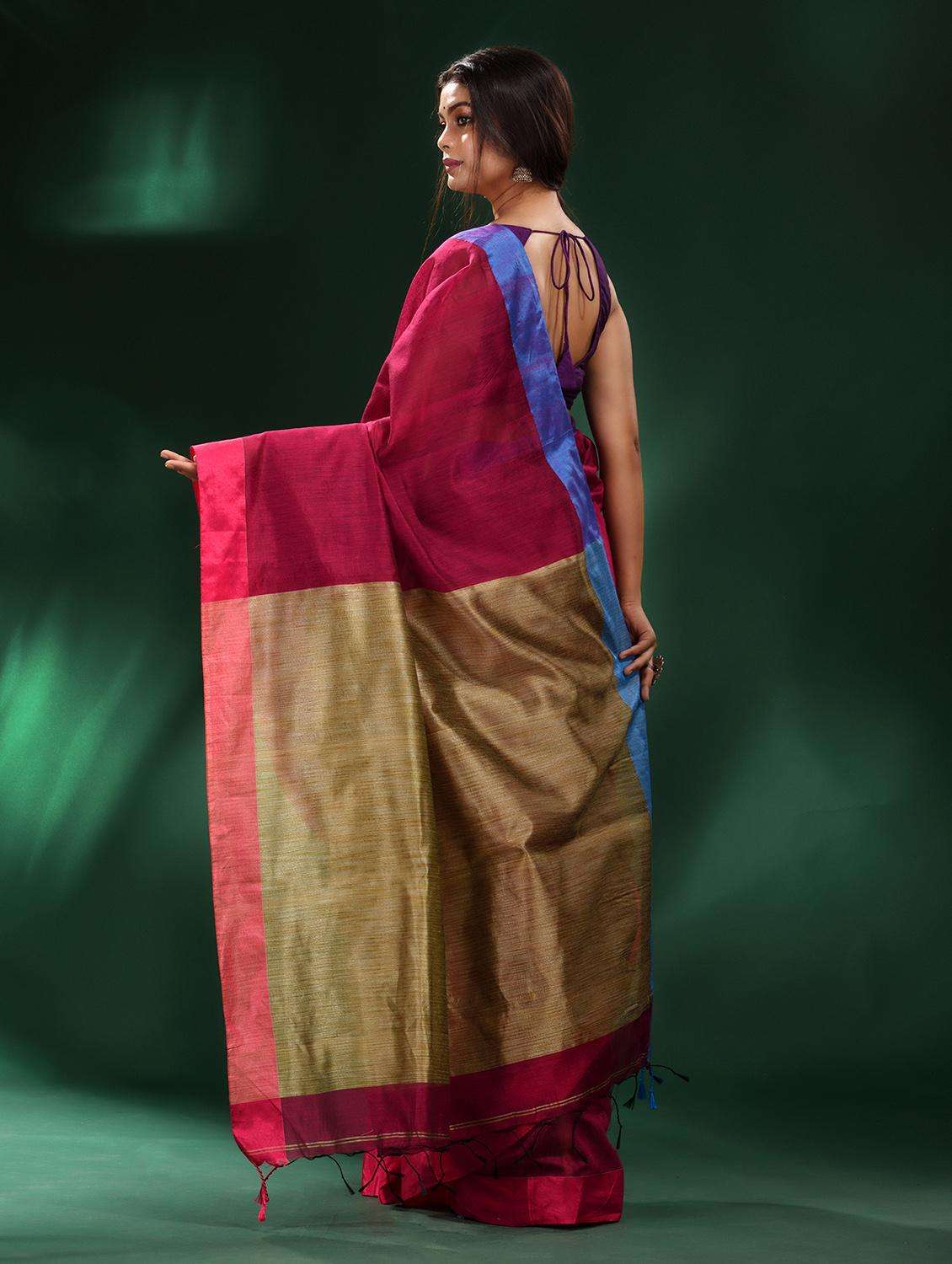 women magenta handloom saree with blouse - 22043836 -  Standard Image - 1