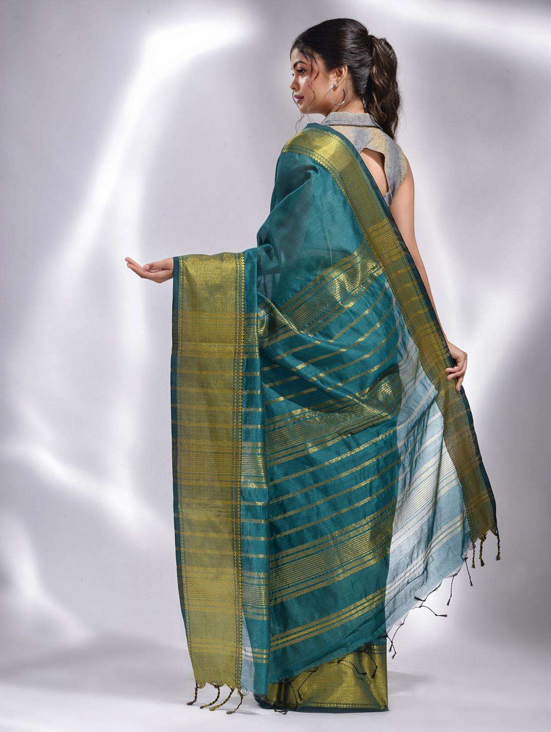 women solid with bordered saree with blouse - 22043899 -  Standard Image - 1