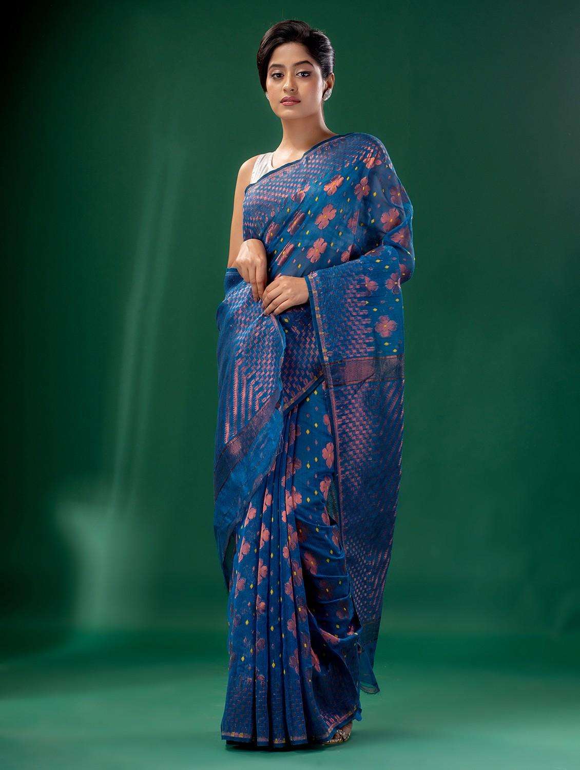 women self design jamdani saree with blouse - 22043969 -  Standard Image - 1