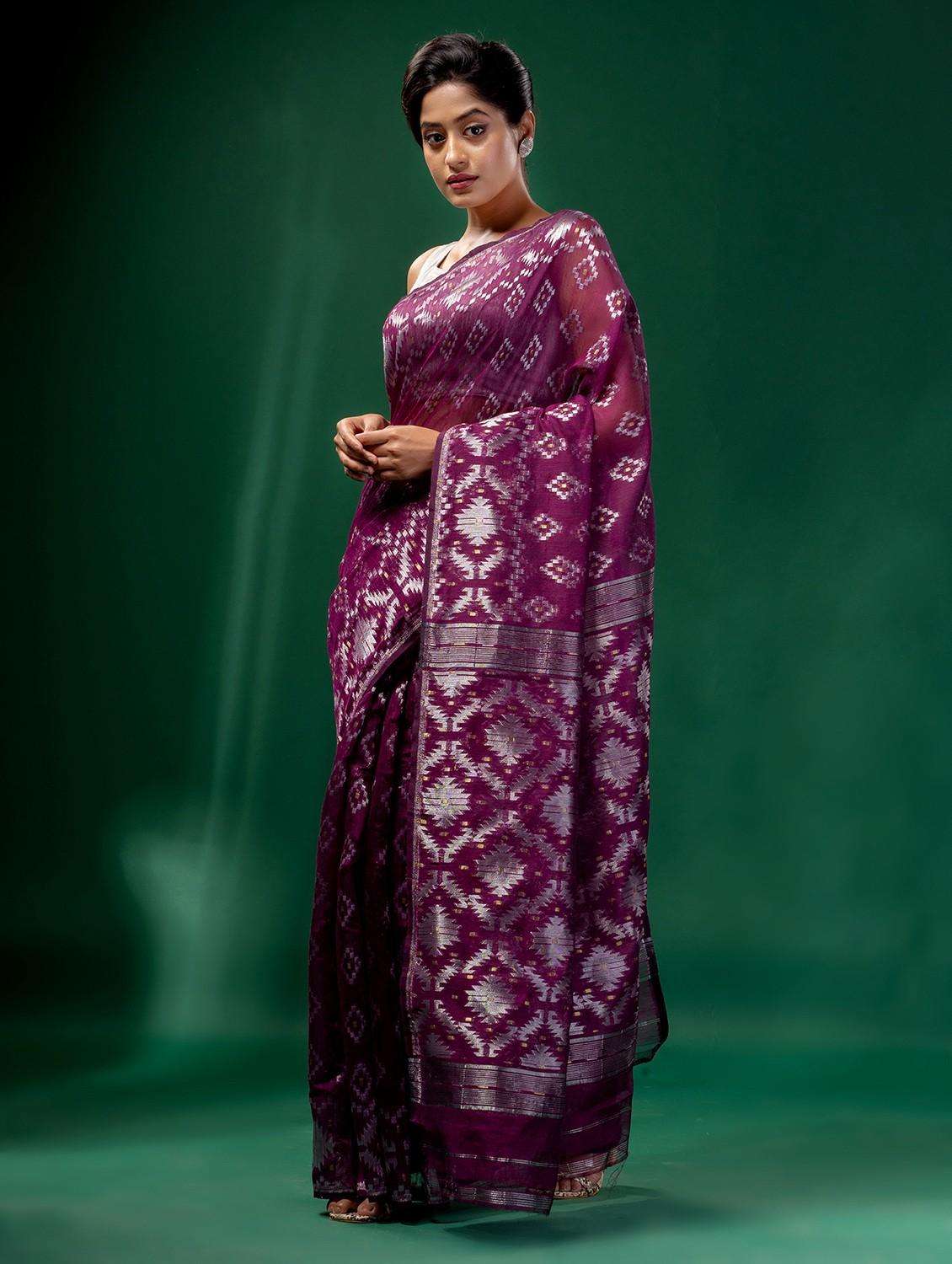women self design jamdani saree with blouse - 22043973 -  Standard Image - 1