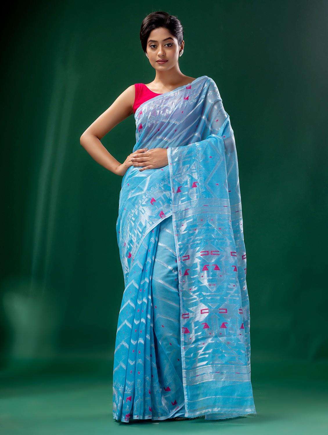 women self design jamdani saree with blouse