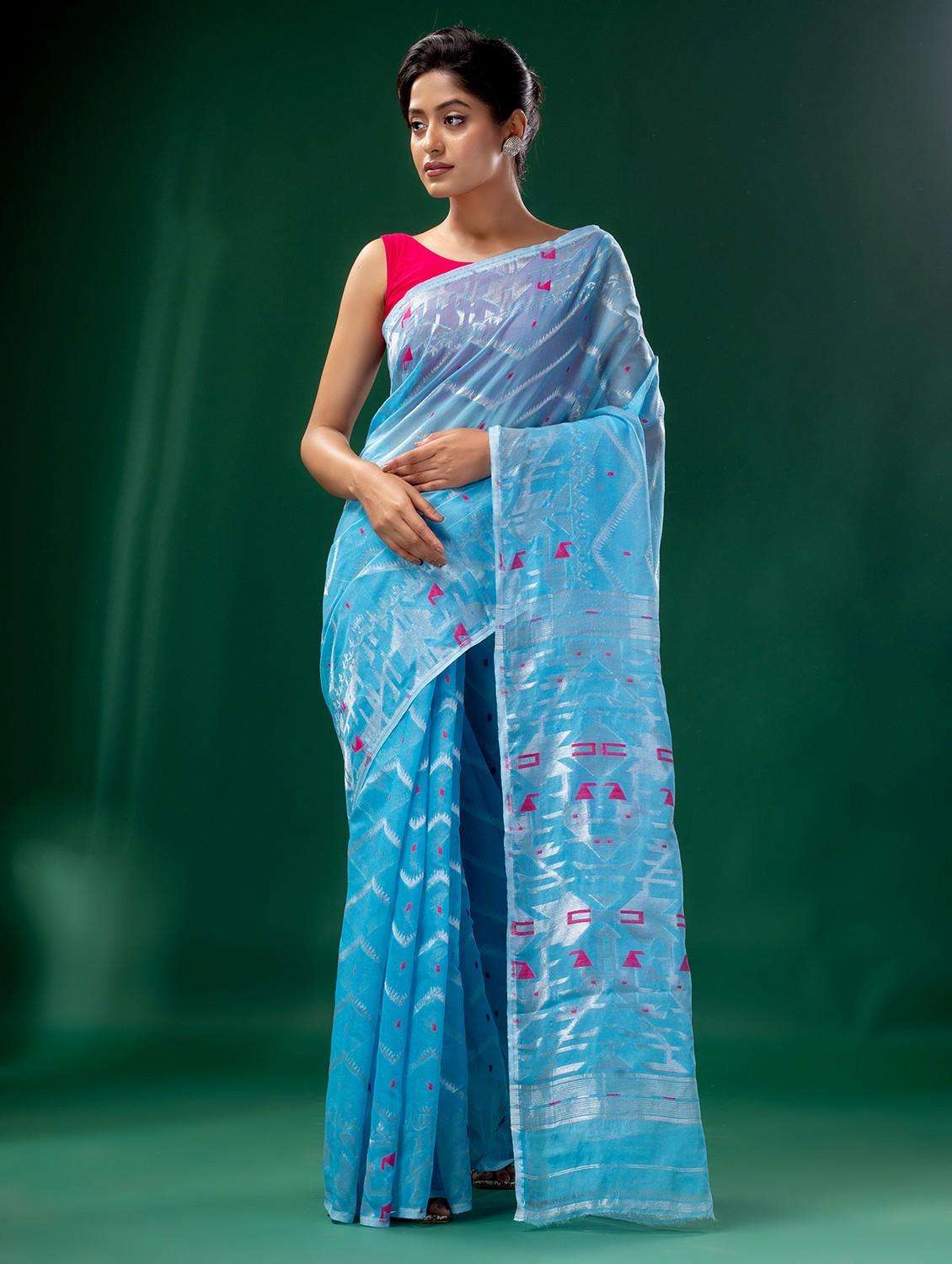 women self design jamdani saree with blouse - 22043975 -  Standard Image - 1