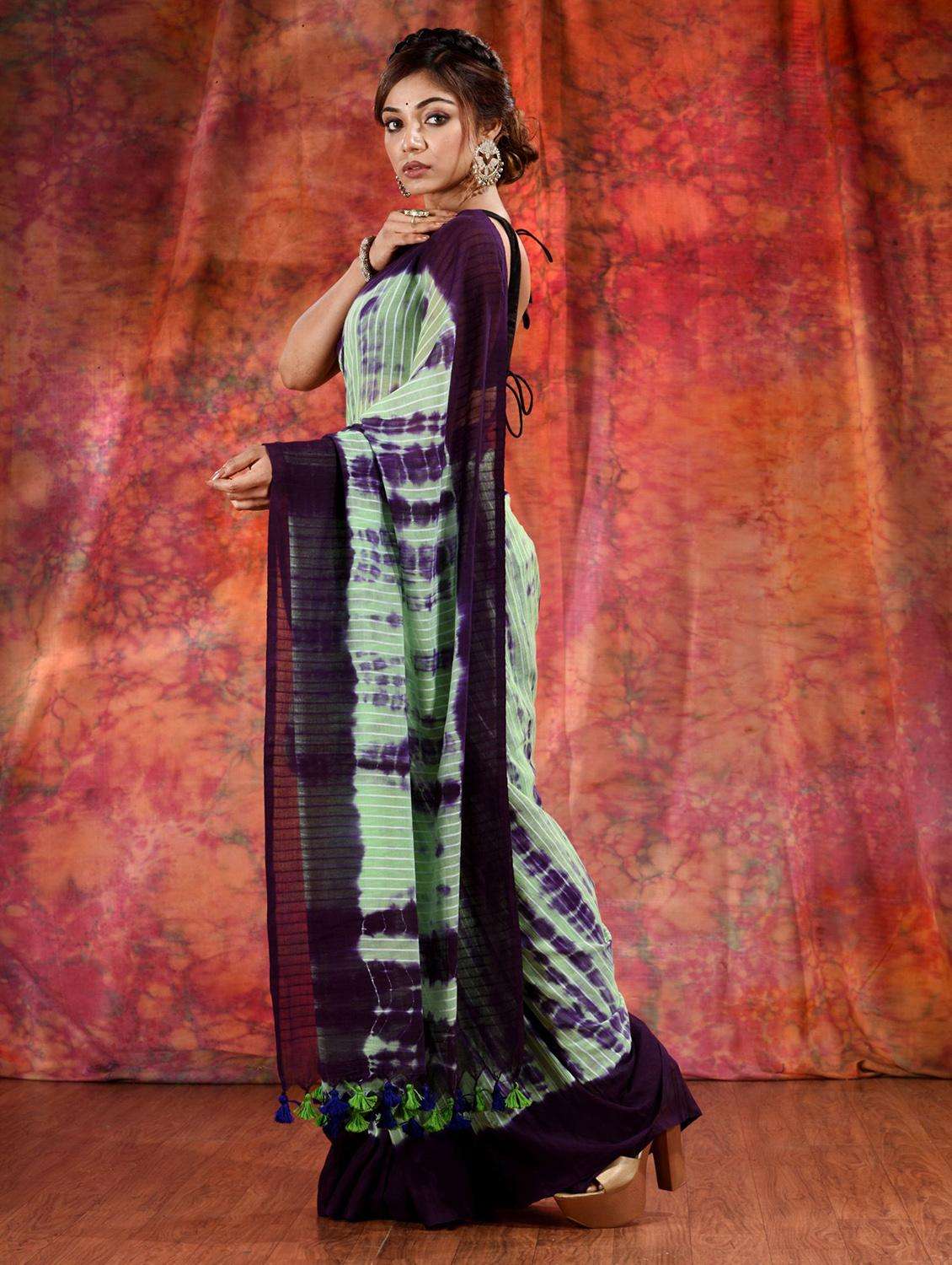 women shibori printed saree with blouse - 22044013 -  Standard Image - 1