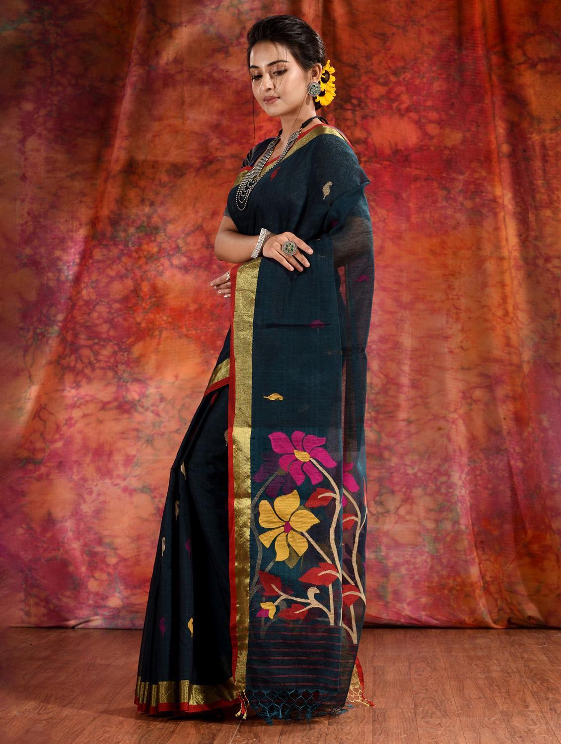 women self design handloom saree with blouse - 22044027 - Standard Image - 1