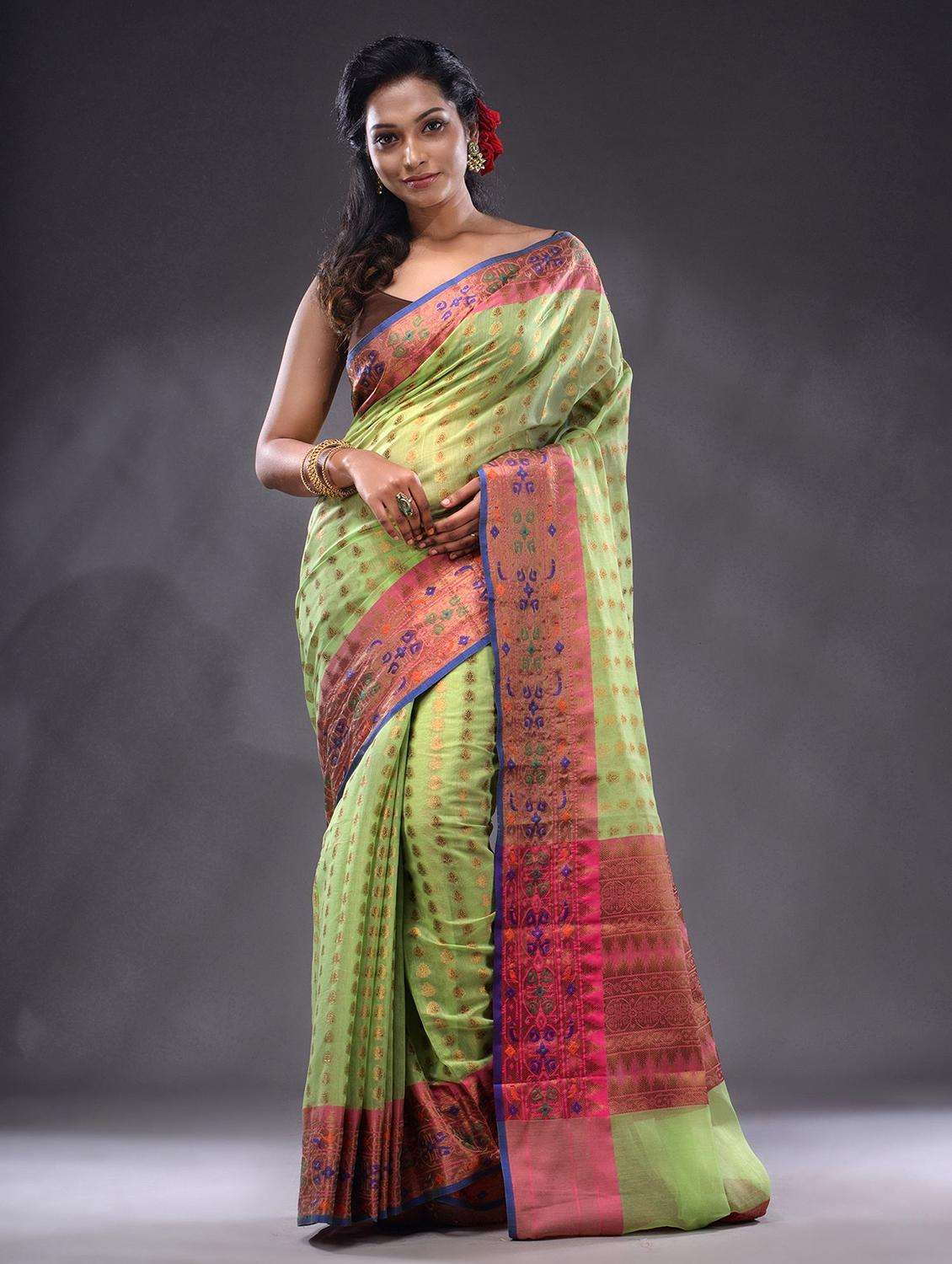 women self design southern silk saree with blouse