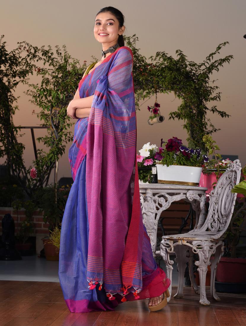 women self design handloom saree with blouse - 22044123 - Standard Image - 1