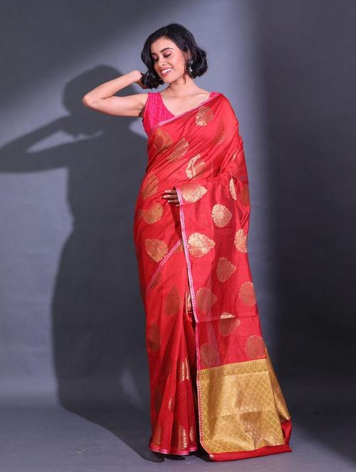 women self design chanderi saree with blouse - 22044144 - Standard Image - 0