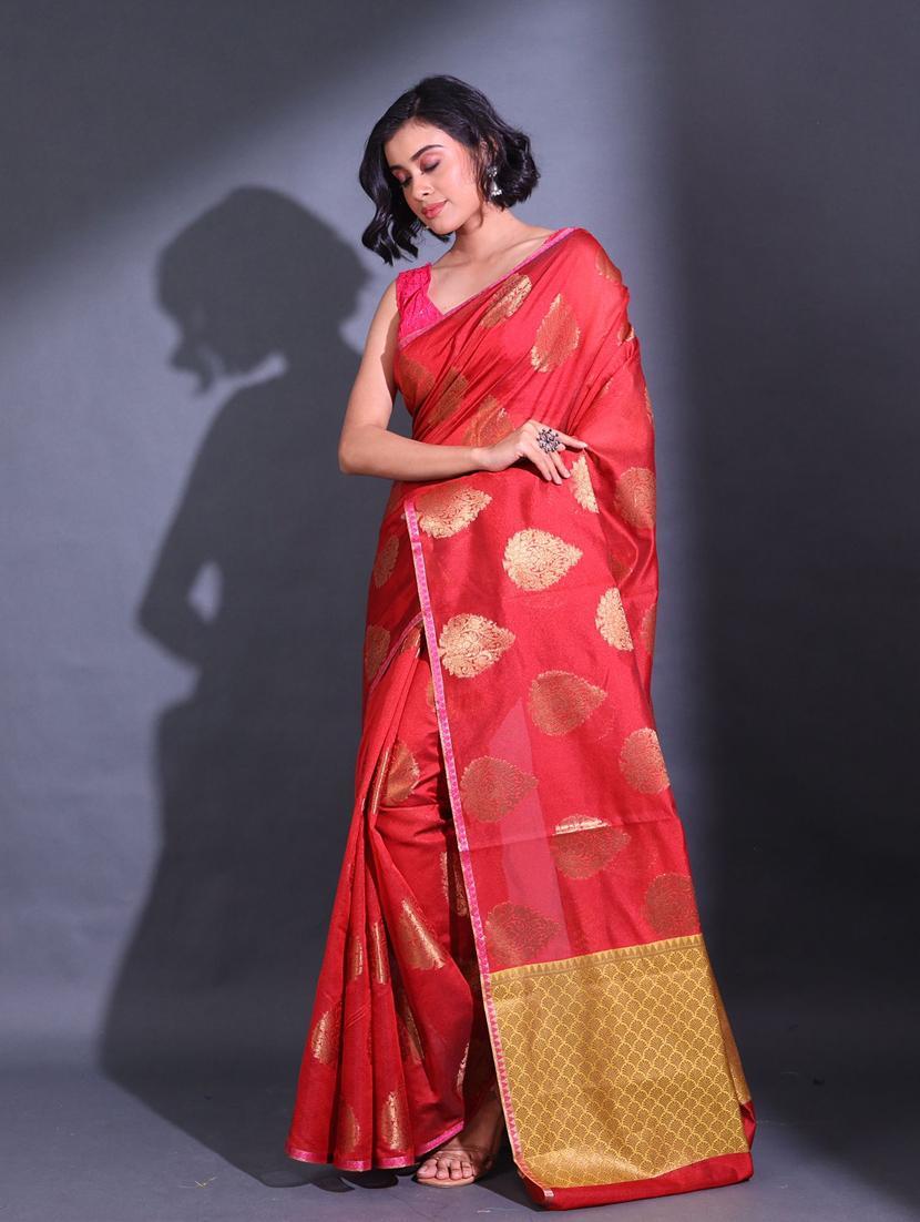women self design chanderi saree with blouse - 22044144 - Standard Image - 1