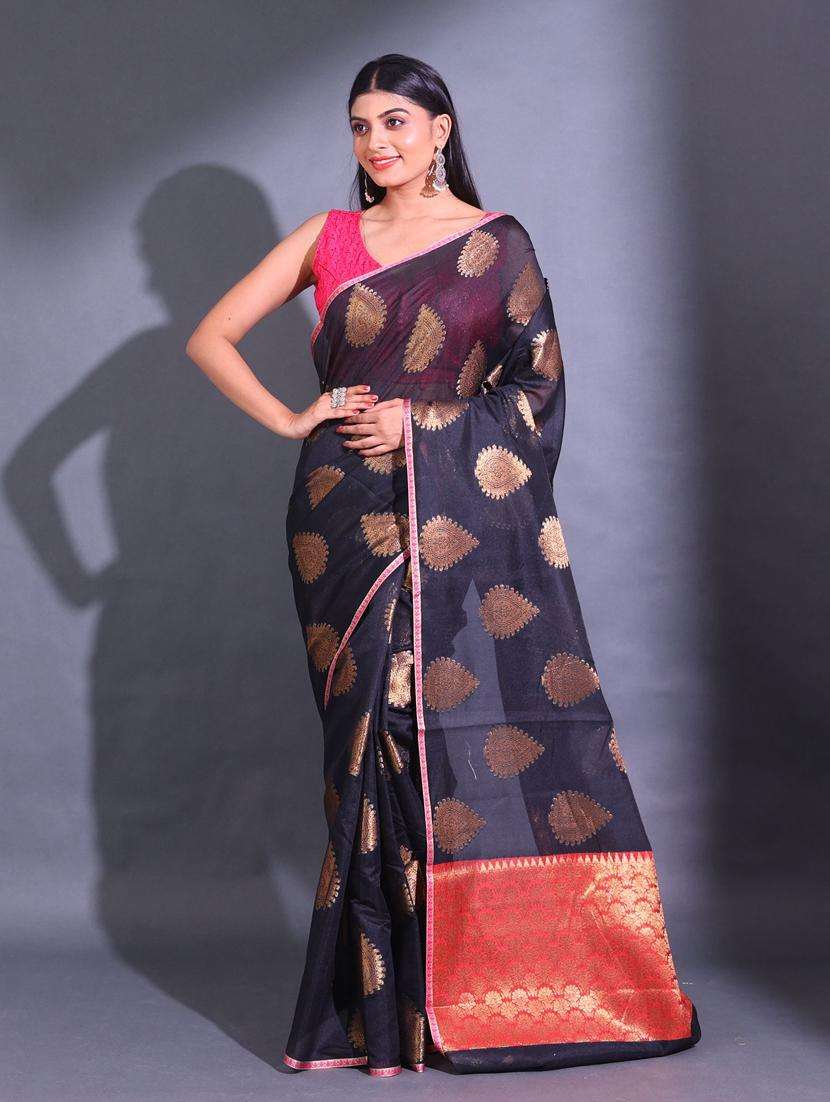 women self design chanderi saree with blouse
