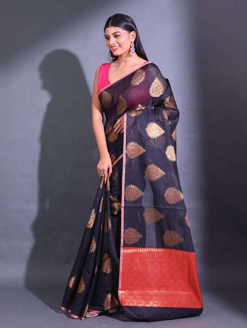 women self design chanderi saree with blouse - 22044145 -  Standard Image - 1
