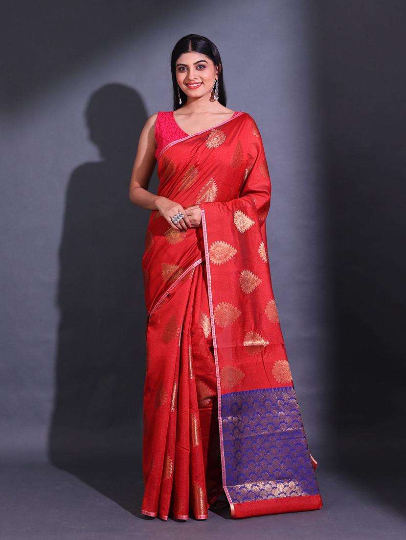 women self design chanderi saree with blouse