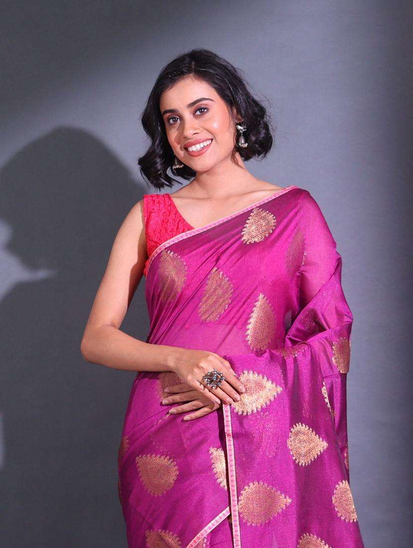 women self design chanderi saree with blouse - 22044147 -  Standard Image - 1