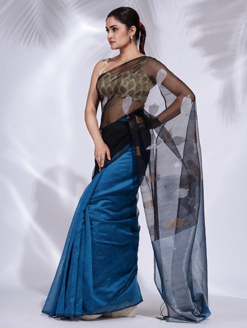 women self design half & half saree with blouse - 22045673 -  Standard Image - 1