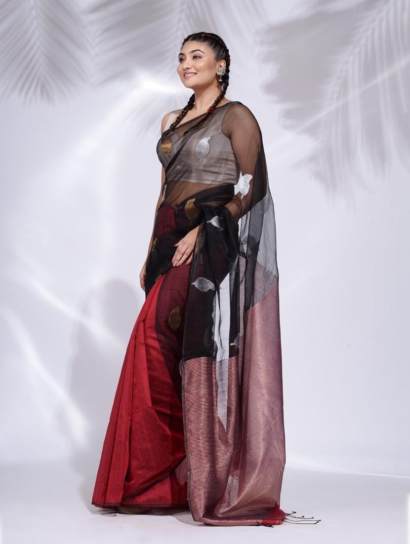 women self design half & half saree with blouse - 22045681 - Standard Image - 1