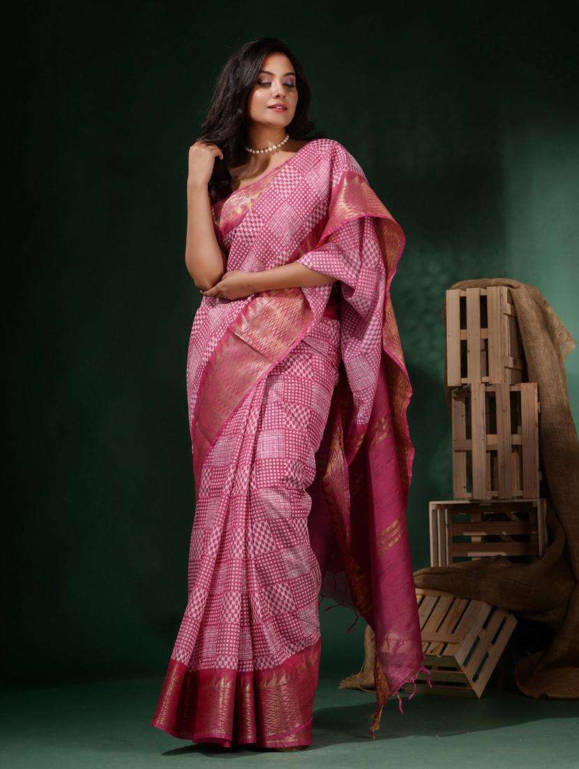 women printed bordered saree with blouse - 22045794 -  Standard Image - 1