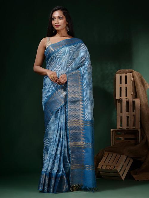 women printed bordered saree with blouse - 22045795 -  Standard Image - 0