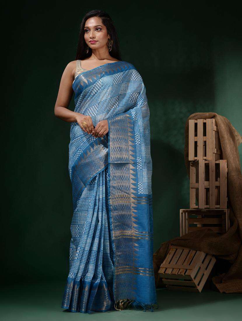 women printed bordered saree with blouse - 22045795 -  Zoom Image - 0