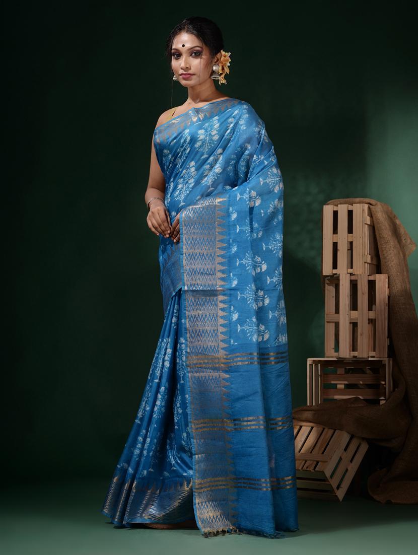 women printed bordered saree with blouse - 22045798 -  Standard Image - 1