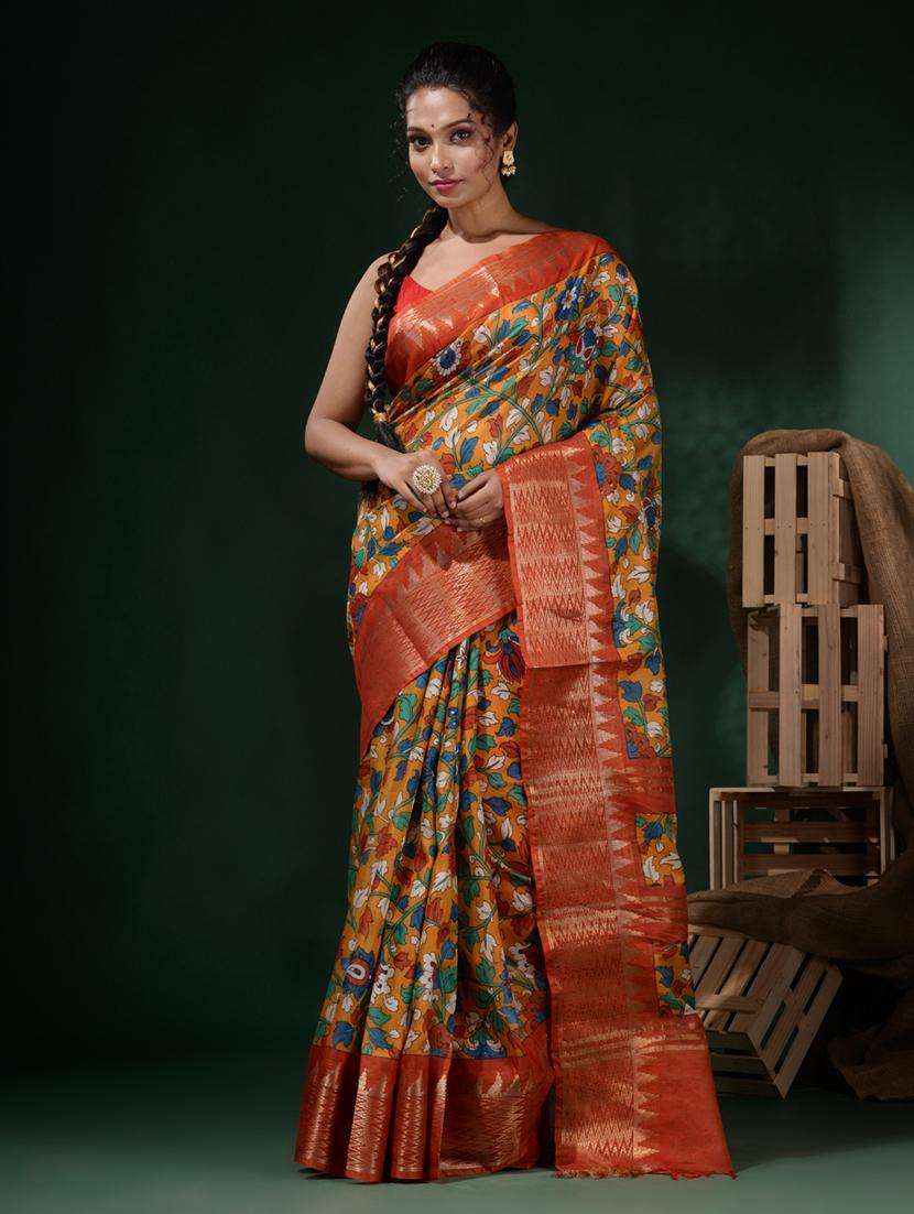 women printed bordered saree with blouse - 22045803 -  Standard Image - 1