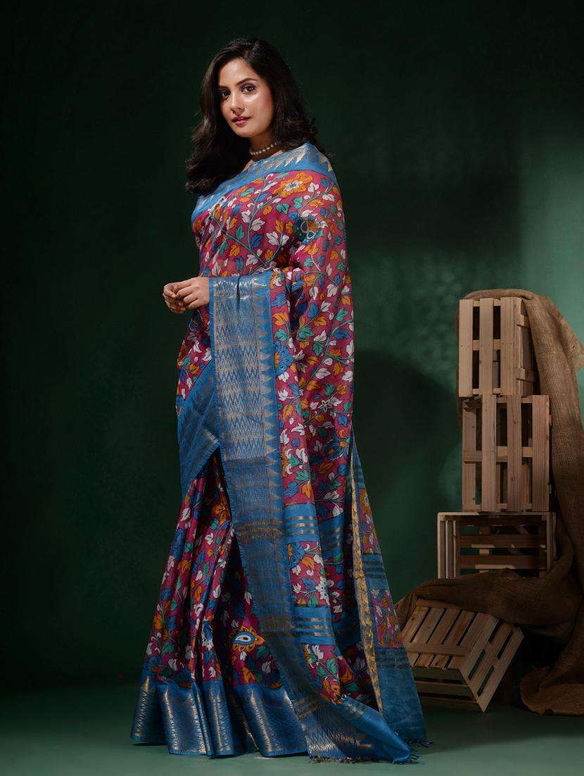 women printed bordered saree with blouse - 22045805 -  Standard Image - 1