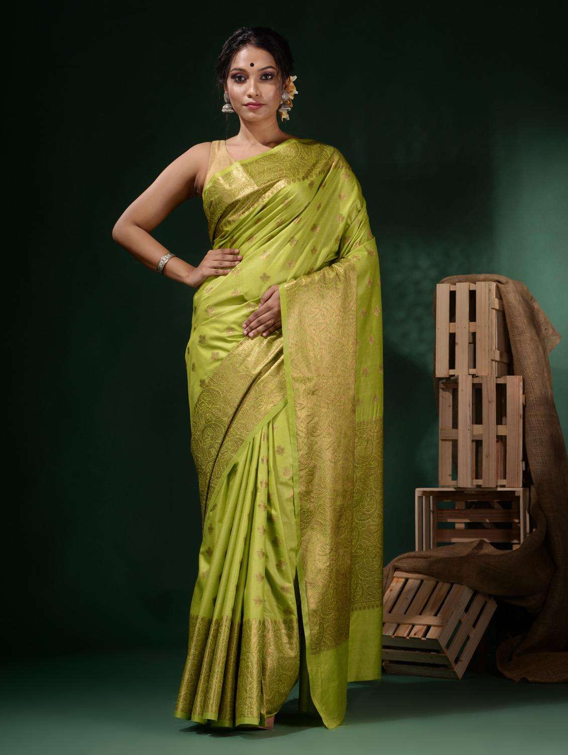 women self design banarasi saree with blouse