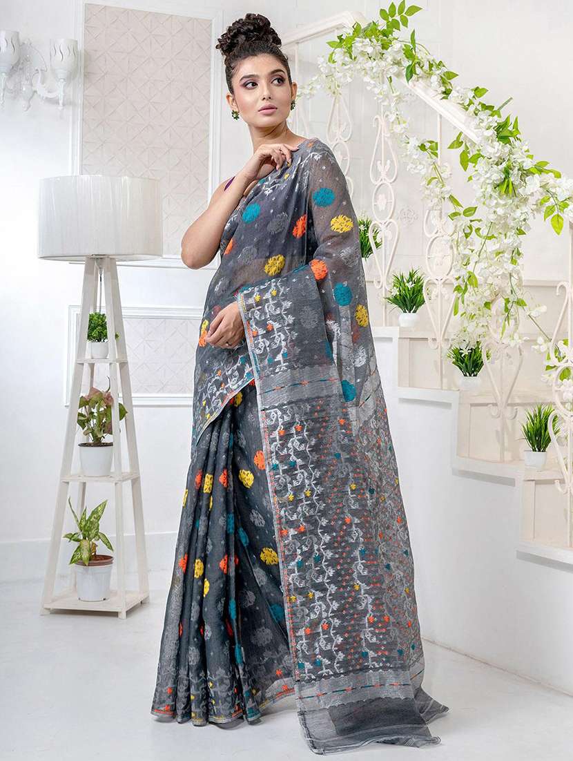 women self design jamdani saree with blouse - 22045827 -  Standard Image - 1