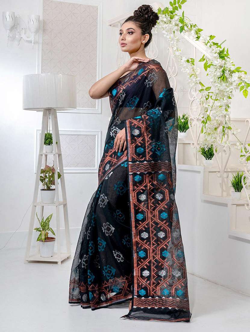 women self design jamdani saree with blouse - 22045831 -  Standard Image - 1