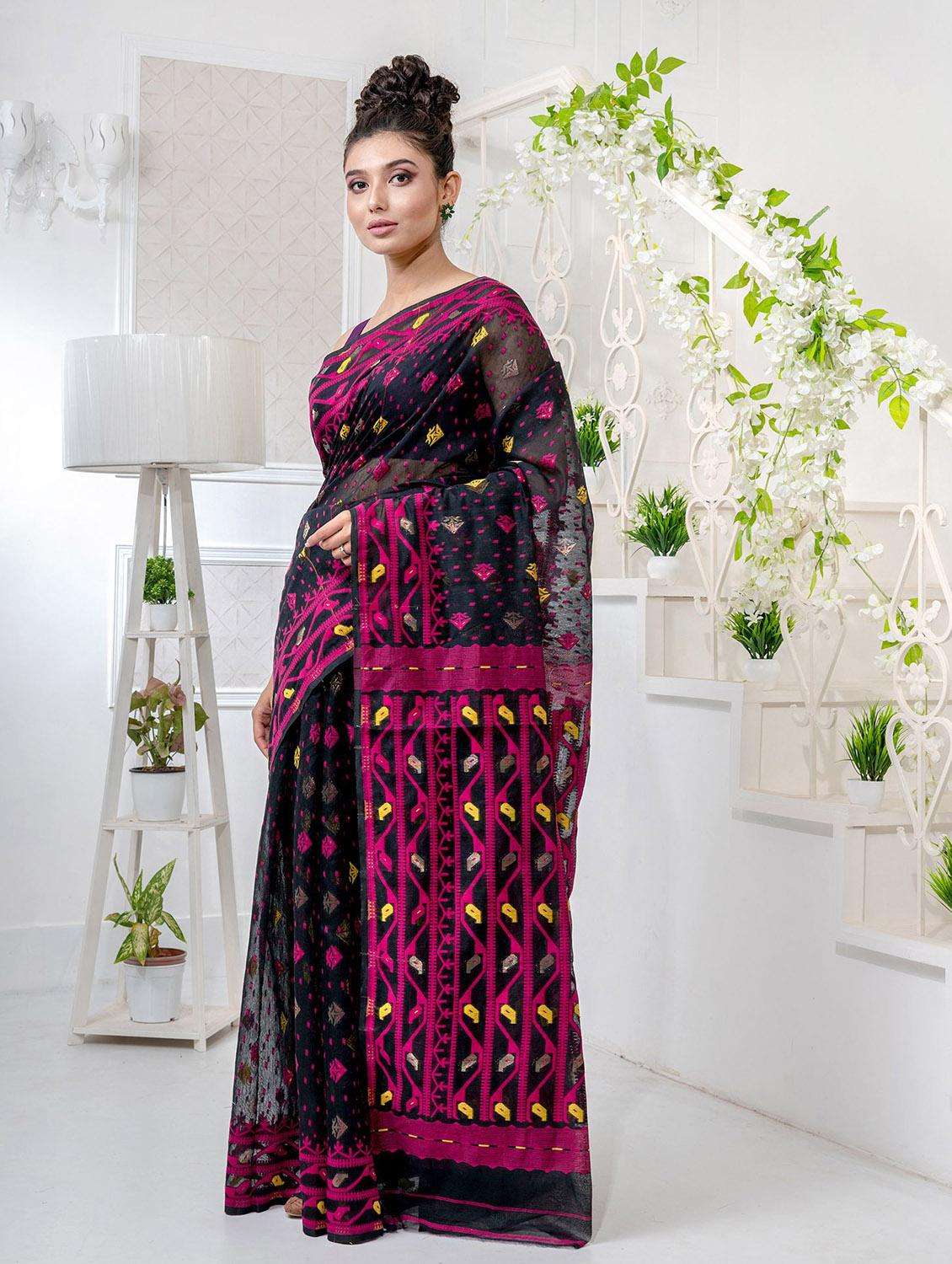 women self design jamdani saree with blouse - 22045839 -  Standard Image - 1