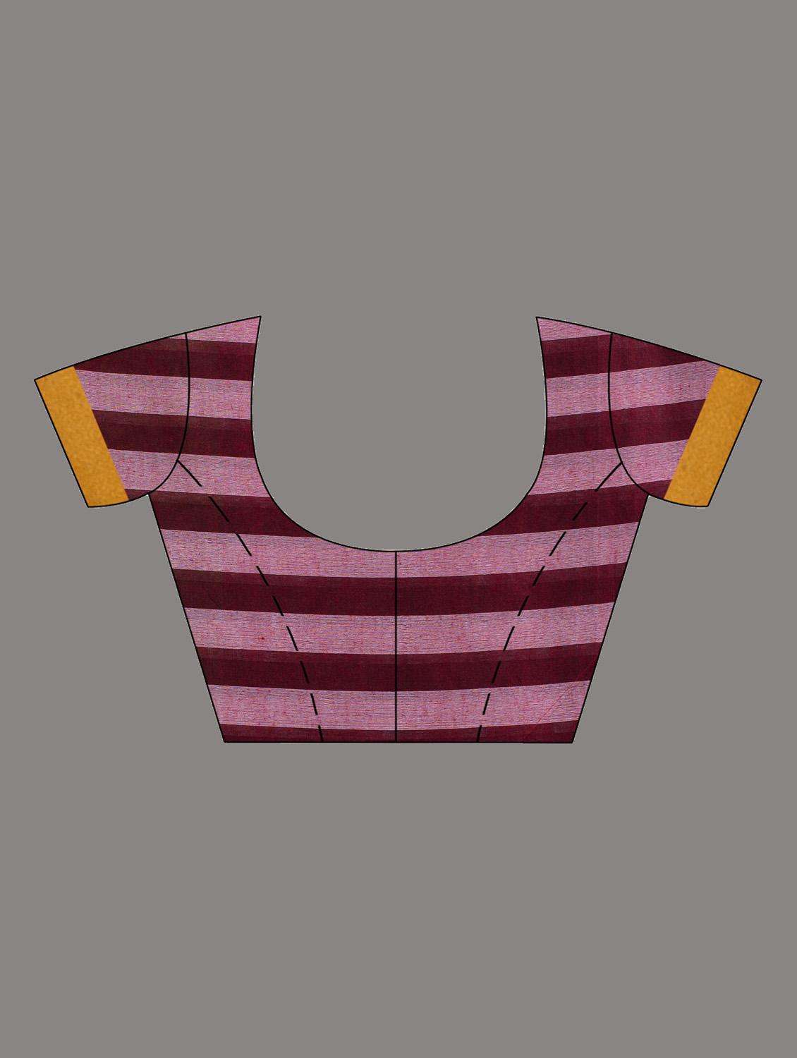 women striped handloom saree with blouse - 22045854 -  Standard Image - 1