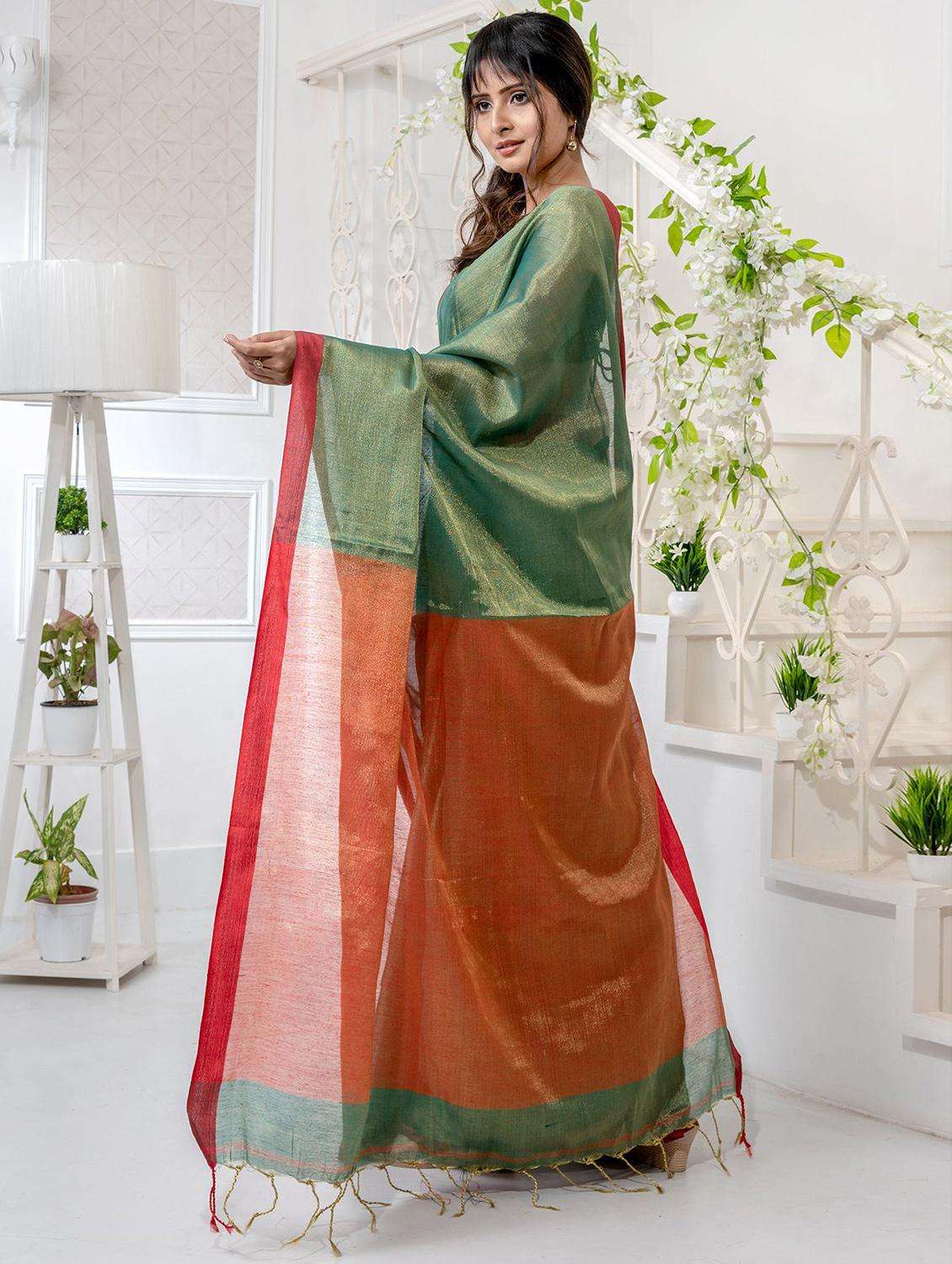 women solid southern silk saree with blouse - 22045856 -  Standard Image - 1