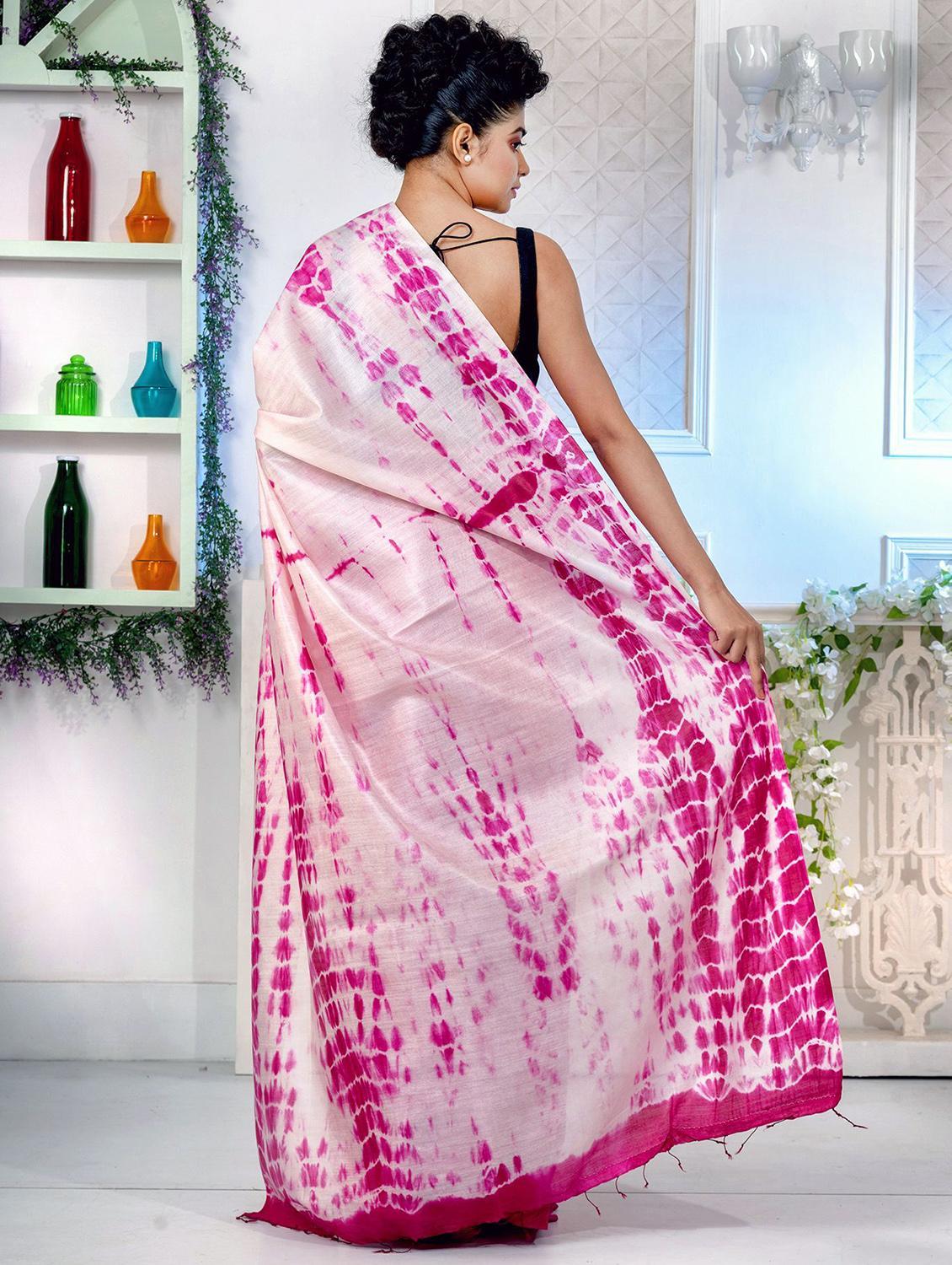 women shibori printed half & half saree with blouse - 22045881 - Standard Image - 1