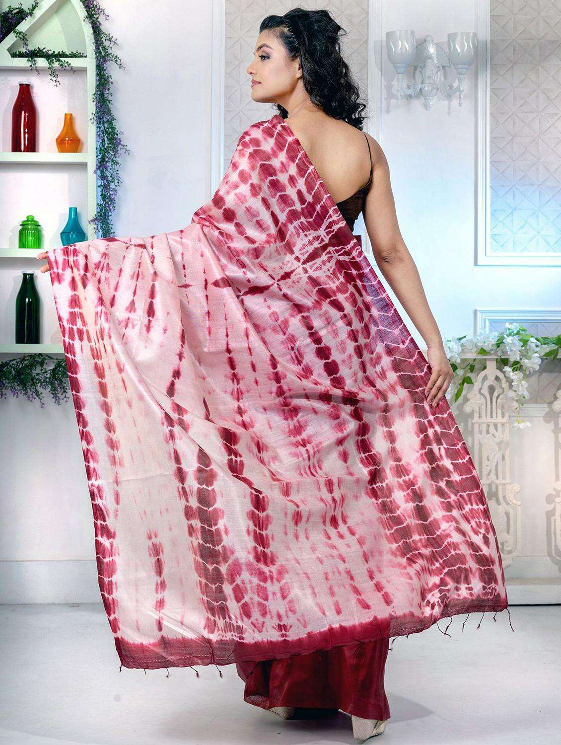 women shibori printed half & half saree with blouse - 22045883 -  Standard Image - 1