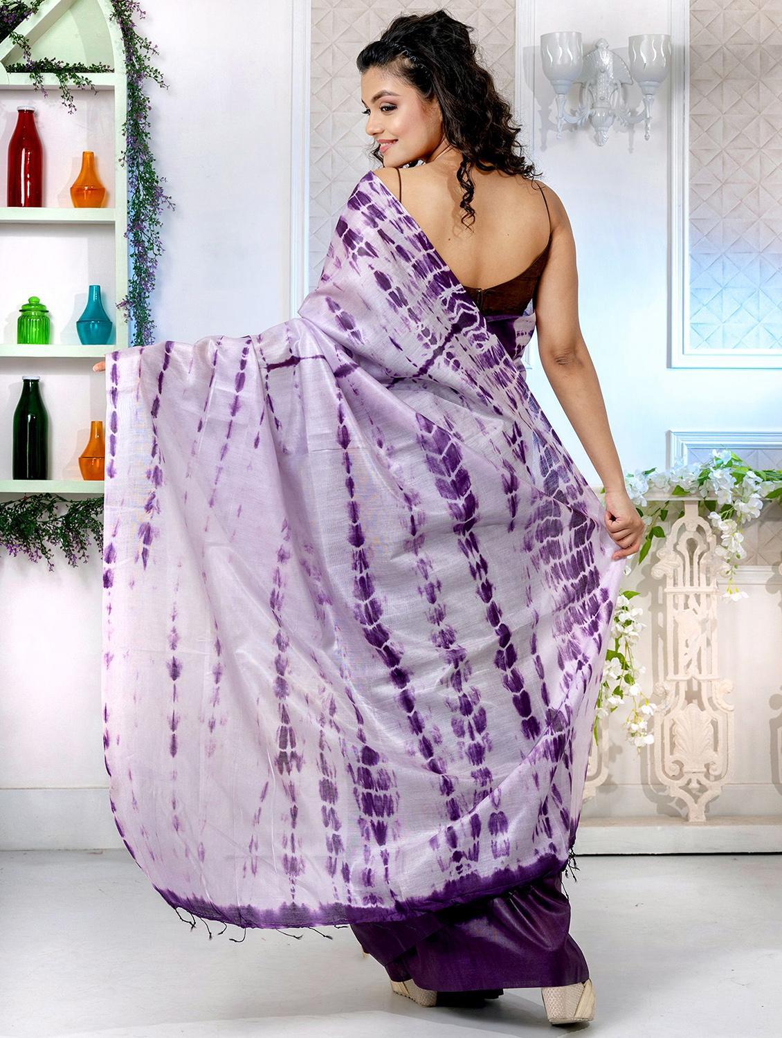 women shibori printed half & half saree with blouse - 22045884 - Standard Image - 1