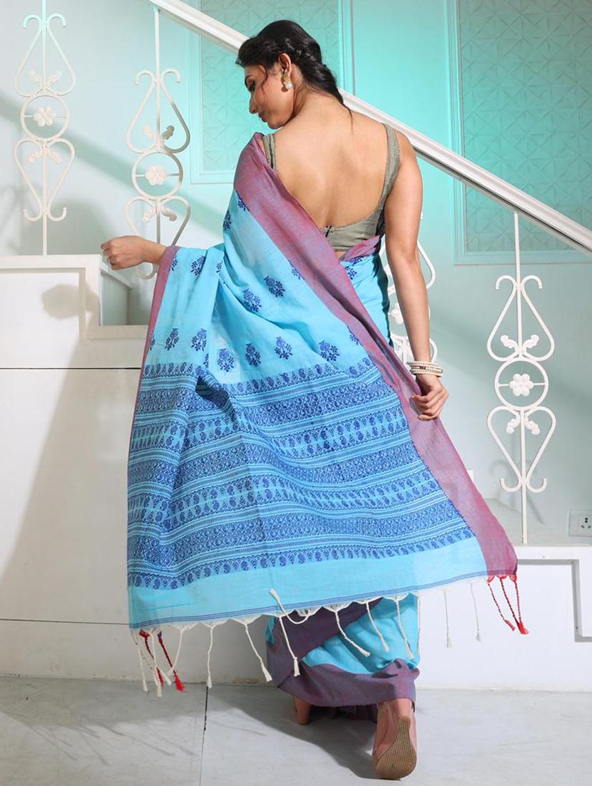 women self design handloom saree with blouse - 22045907 - Standard Image - 1