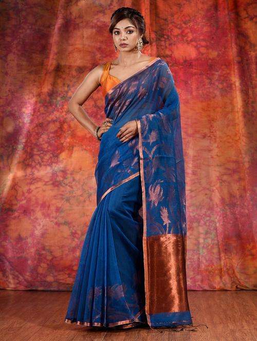 women solid with bordered saree with blouse - 22046151 - Standard Image - 0
