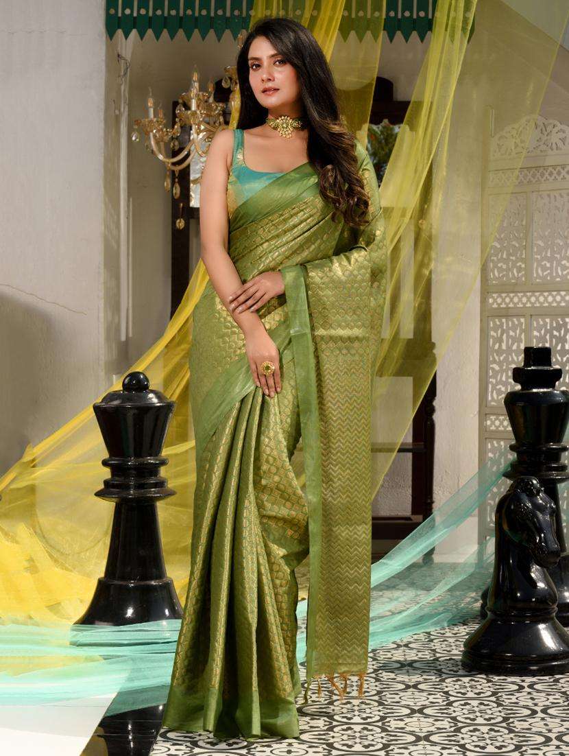 women self design banarasi saree with blouse