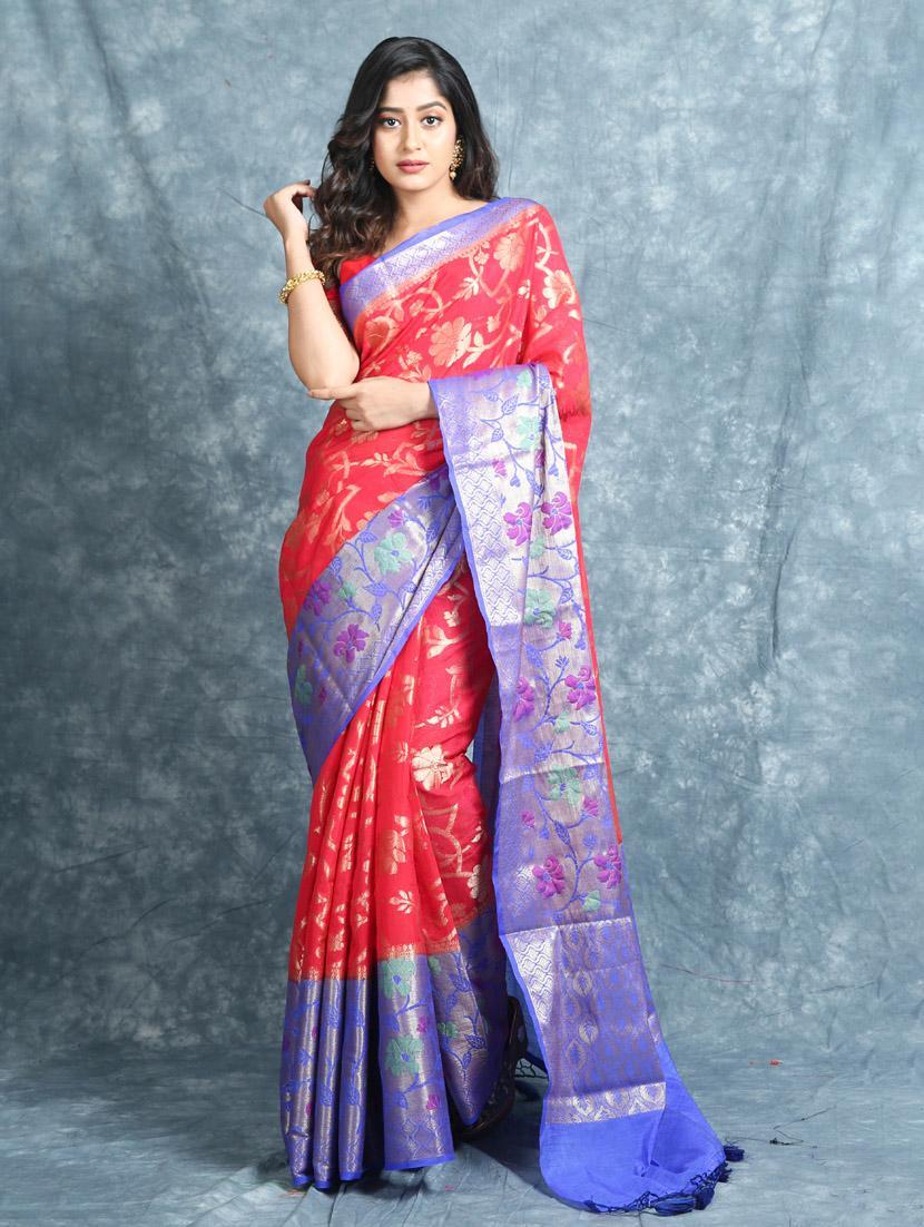 women self design bordered saree with blouse - 22046192 - Zoom Image - 0