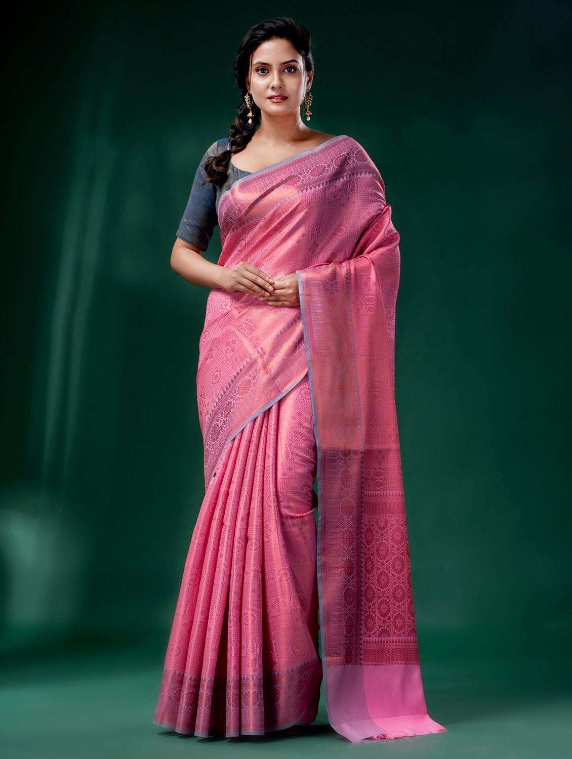 women self design kanjivaram saree with blouse