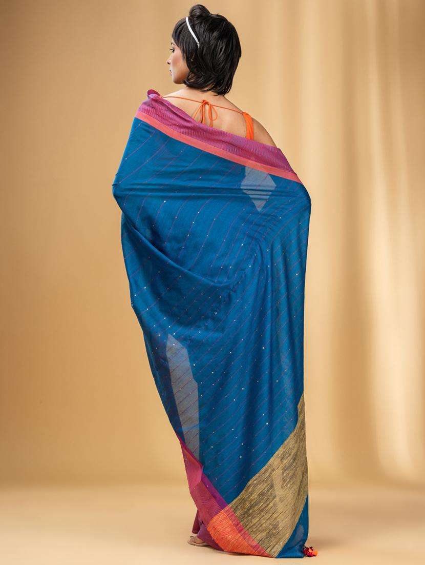 women solid with work bordered saree with blouse - 22046238 -  Standard Image - 1