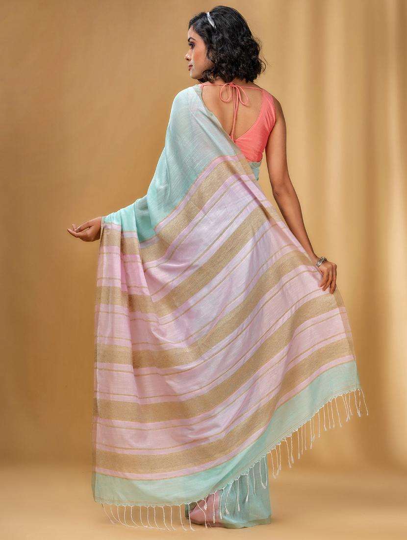 women solid handloom saree with blouse - 22046239 -  Standard Image - 1