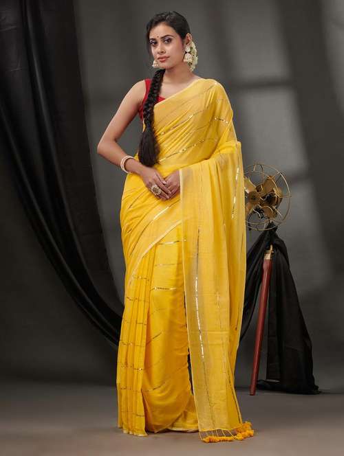 women solid with work embellished saree - 22046251 -  Standard Image - 0