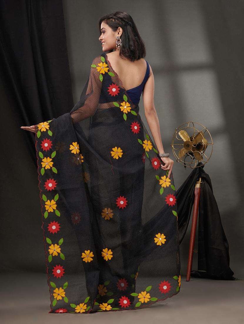 women solid with work kota doria saree - 22046298 -  Standard Image - 1