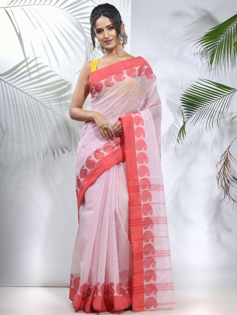 women self design tant saree with blouse