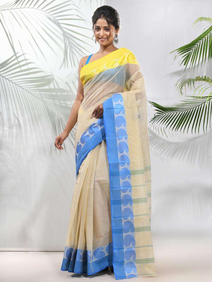 women self design tant saree with blouse