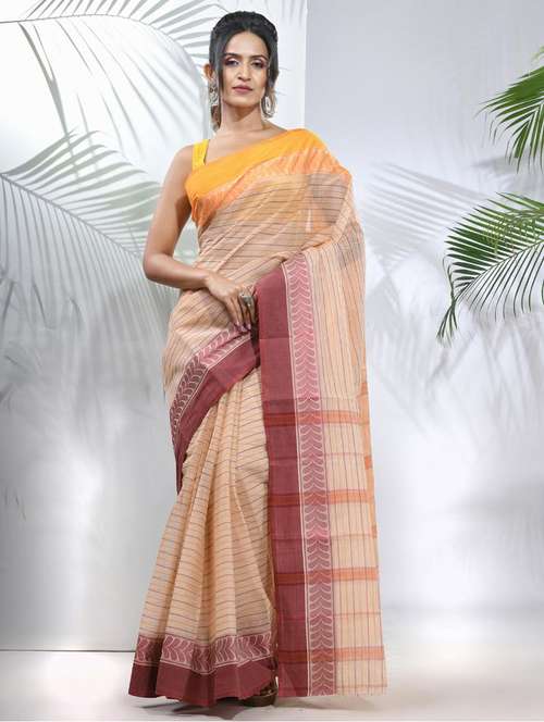 women self design tant saree with blouse - 22046328 - Standard Image - 0
