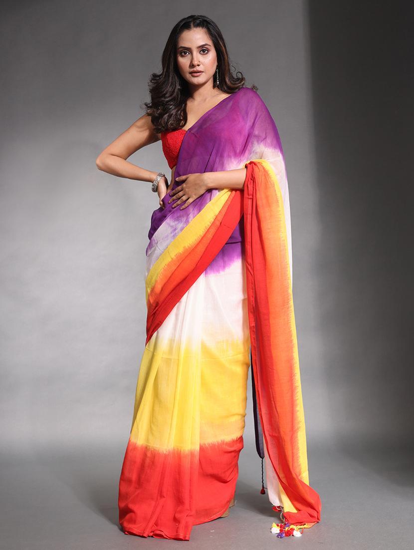 women tie & dye printed saree - 22046386 - Zoom Image - 0