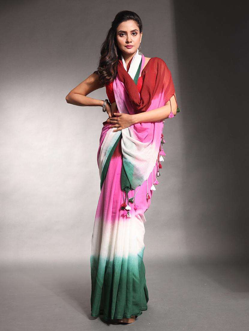 women tie & dye printed saree